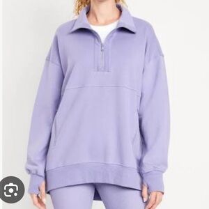 Old Navy 2024 Dynamic Fleece Opaline Purple Oversized Half ZipTunic Small Tall